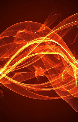 Binnengordijn met oranje abstracte print