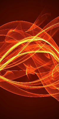 Binnengordijn met oranje abstracte print