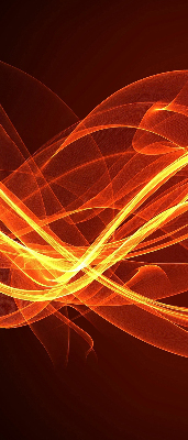 Binnengordijn met oranje abstracte print