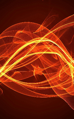 Binnengordijn met oranje abstracte print