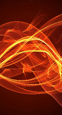 Binnengordijn met oranje abstracte print