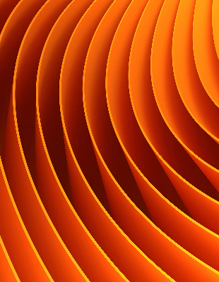 Binnengordijn in oranje abstracte uitvoering