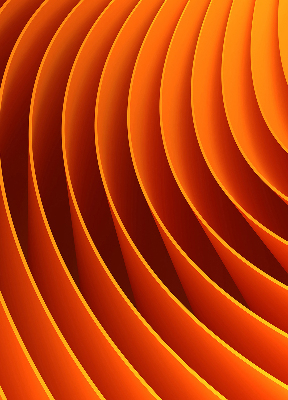 Binnengordijn in oranje abstracte uitvoering