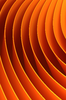 Binnengordijn in oranje abstracte uitvoering