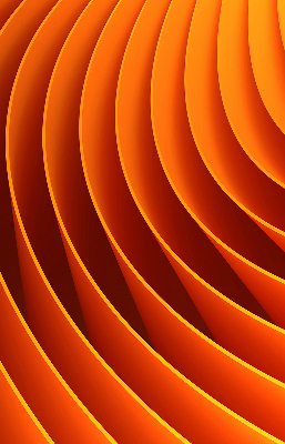 Binnengordijn in oranje abstracte uitvoering