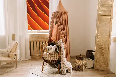 Binnengordijn in oranje abstracte uitvoering