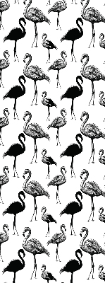 Rolgordijn voor balkondeur met zwarte flamingo's