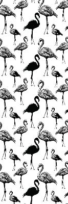 Rolgordijn voor balkondeur met zwarte flamingo's