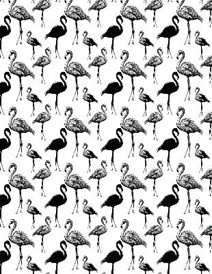 Rolgordijn voor balkondeur met zwarte flamingo's