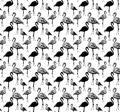 Rolgordijn voor balkondeur met zwarte flamingo's