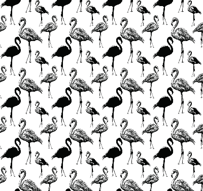 Rolgordijn voor balkondeur met zwarte flamingo's
