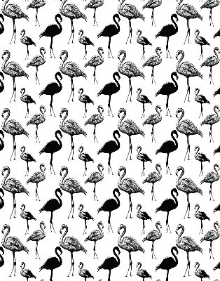 Rolgordijn voor balkondeur met zwarte flamingo's