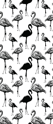 Rolgordijn voor balkondeur met zwarte flamingo's