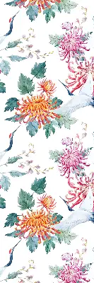 Rolgordijn voor balkondeur met reiger- en bloemdessin