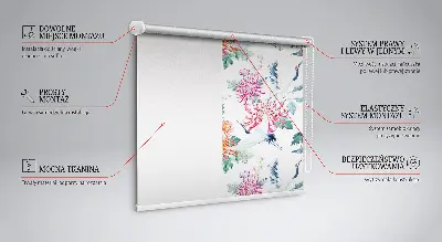 Rolgordijn voor balkondeur met reiger- en bloemdessin