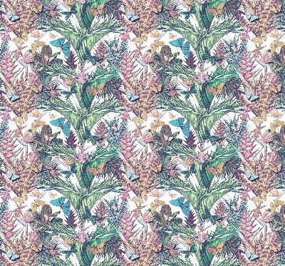 Binnengordijn met vlinders op bloemen