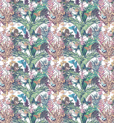 Binnengordijn met vlinders op bloemen