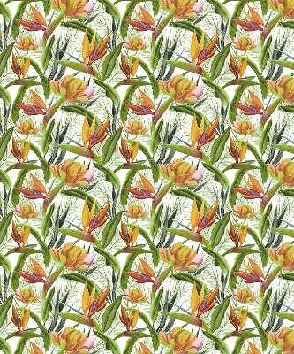 Binnenrolgordijn voor raam exotische planten