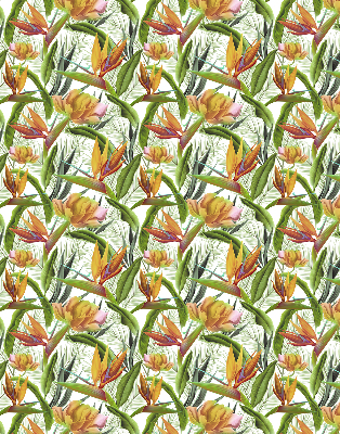 Binnenrolgordijn voor raam exotische planten