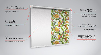 Binnenrolgordijn voor raam exotische planten