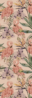 Binnenrolgordijn voor raam met flamingo's en bloemen