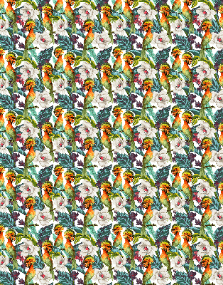 Binnenrolgordijn voor raam met vogels en bloemen