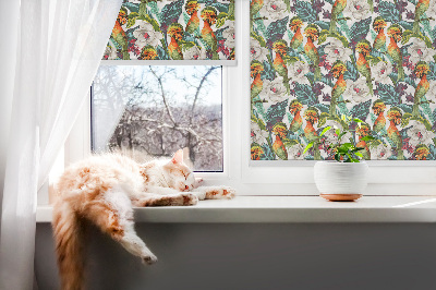 Binnenrolgordijn voor raam met vogels en bloemen