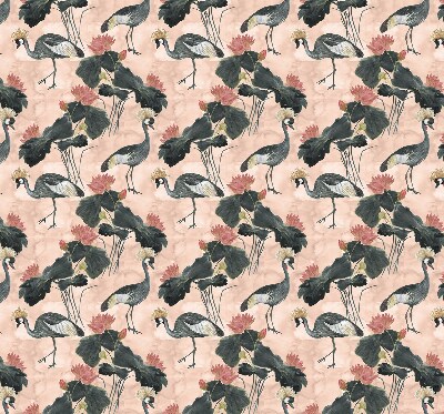 Rolgordijn voor balkondeur met afbeelding van een reiger op een roze achtergrond
