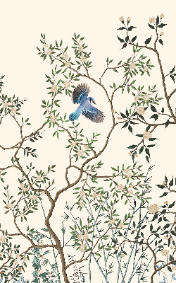 Stoffen rolgordijn met vogels in een boom