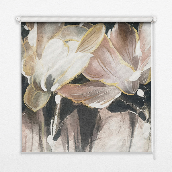Binnenrolgordijn voor raam met geschilderde bloemen