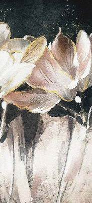 Binnenrolgordijn voor raam met geschilderde bloemen