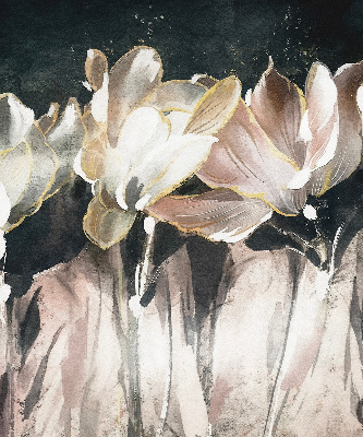 Binnenrolgordijn voor raam met geschilderde bloemen