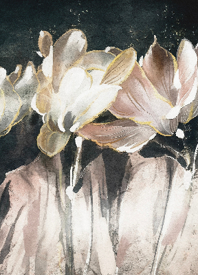 Binnenrolgordijn voor raam met geschilderde bloemen