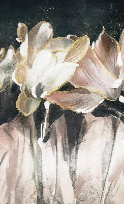 Binnenrolgordijn voor raam met geschilderde bloemen
