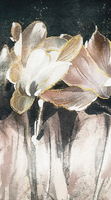 Binnenrolgordijn voor raam met geschilderde bloemen