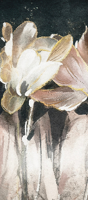 Binnenrolgordijn voor raam met geschilderde bloemen