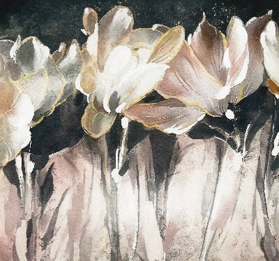 Binnenrolgordijn voor raam met geschilderde bloemen