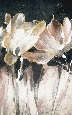 Binnenrolgordijn voor raam met geschilderde bloemen