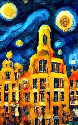 Binnenrolgordijn voor raam met geschilderde stad