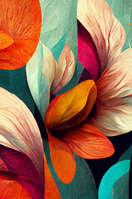 Binnengordijn met bloemmotief in abstracte stijl