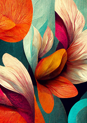 Binnengordijn met bloemmotief in abstracte stijl