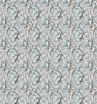 Binnengordijn met bloemenranken op een lichte achtergrond
