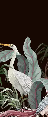 Binnenrolgordijn voor raam met vogels in de bladeren