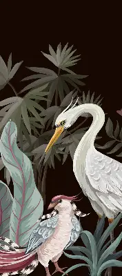 Binnenrolgordijn voor raam met vogels in de bladeren