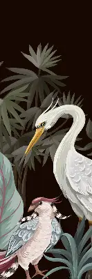 Binnenrolgordijn voor raam met vogels in de bladeren