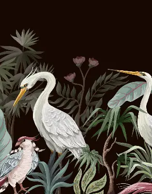Binnenrolgordijn voor raam met vogels in de bladeren