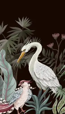 Binnenrolgordijn voor raam met vogels in de bladeren