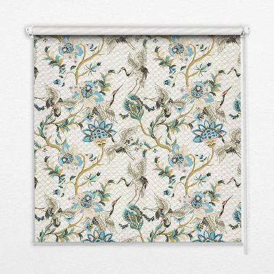 Binnenrolgordijn met bloemen- en vogelprint