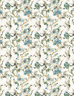 Binnenrolgordijn met bloemen- en vogelprint