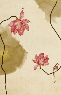 Binnenrolgordijn voor raam met bloemenprint